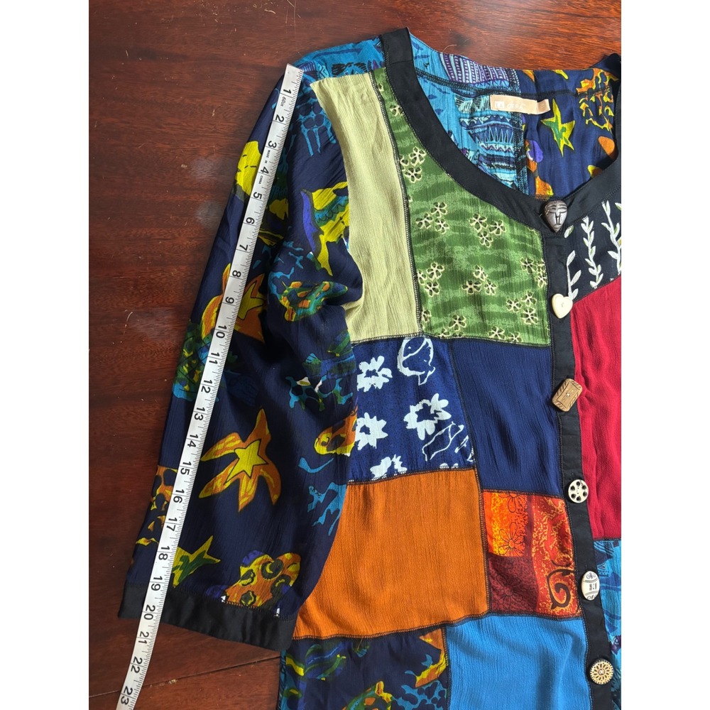 La Cera Womens Patchwork Button Front Blouse 1X B… - image 6